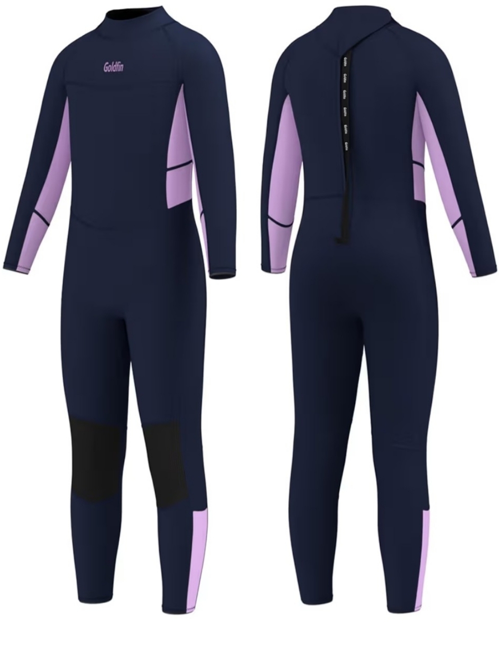 Kids Navy & Lavender One-Piece 3mm Neoprene WetSuit Size 12